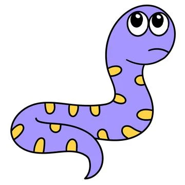 The giant python was daydreaming doodle kawaii. doodle icon image Stock Illustration