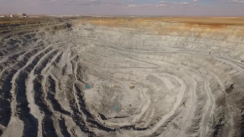 Giant quarry with minerals extraction Stock Footage 89529223