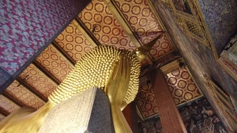 Giant Reclining Buddha at Wat Pho Bangkok Thailand, nobody Stock Footage 320760122