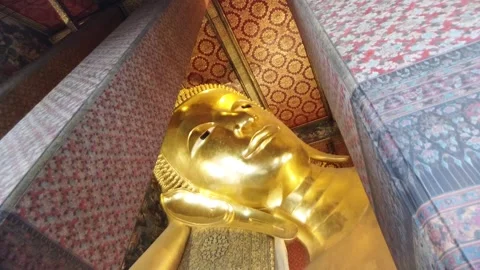 Giant Reclining Buddha at Wat Pho Bangkok Thailand, nobody Stock Footage 320760464