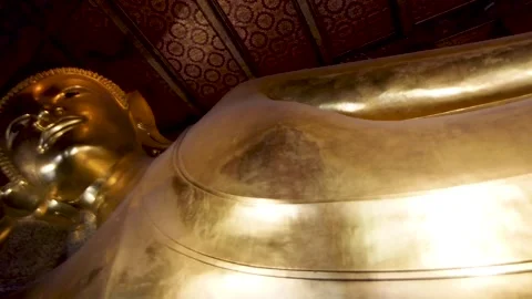 Giant Reclining Buddha at Wat Pho Bangkok Thailand, nobody Stock Footage 320850992