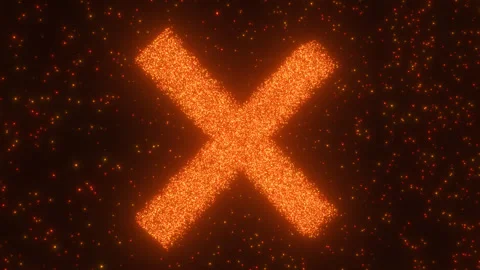 Giant Red X No Block Shape Point Lights Neon Glow Sparkle Particles 库存影片 331294589