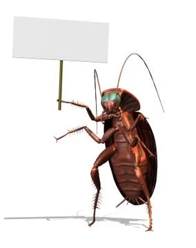 Giant Roach with a Blank Sign Illustrazione stock