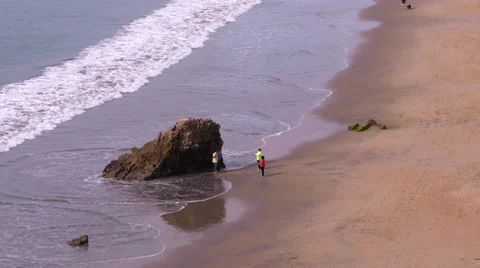 Giant rocks at the beach Stock Footage 54566429