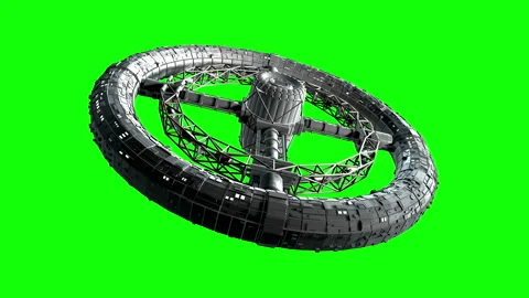 Giant sci-fi torus on green screen Stock Footage
