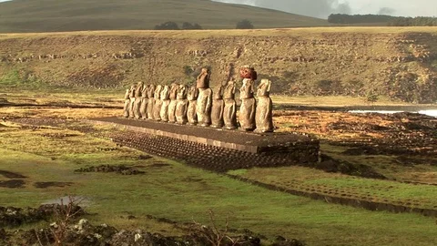 The giant sculptures Rapa Nui of the Easter Island Stock Footage 74983849