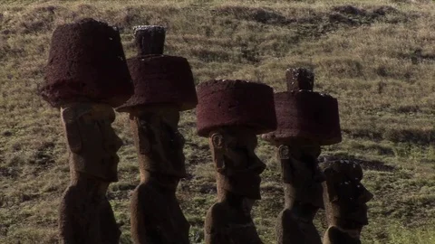 The giant sculptures Rapa Nui of the Easter Island Stock Footage 74984867