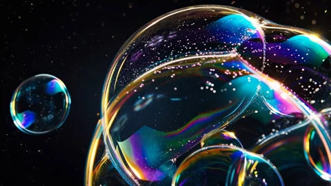 Giant shimmering soap bubble bends light into vivid spectrums Stock Footage 317215926