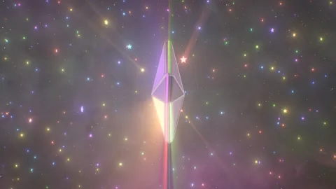 Giant Shining Disco 3D Star Shape Beaming Colorful Rays Into Space Stock Footage 318417907