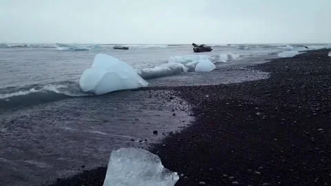 Giant size ice in the beach  Stock Footage 252436507