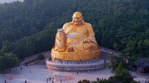 Giant Smiling Buddha Statue in Jinan, Shandong, China Stock Footage 331220007