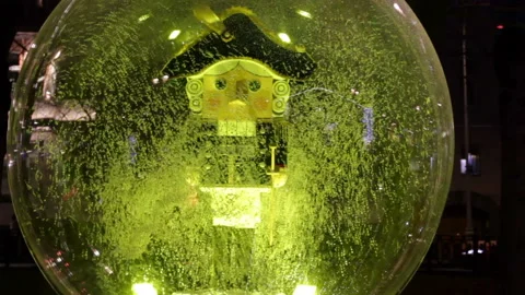 Giant snow globe with Nutcracker statue Stock Footage 143193389