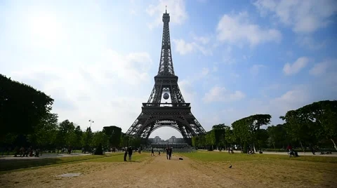 Giant soccer ball suspended on the Eiffel Tower during the UEFA 2016 Video stock 64671908