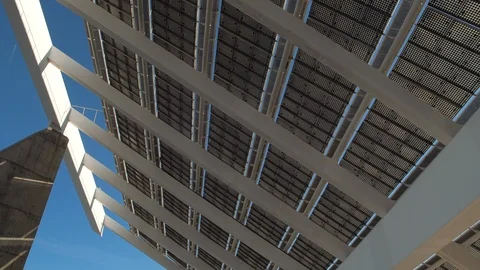 Giant Solar Panel and referential shot of a Bycicle. Forum Barcelona 스톡 동영상 102189646