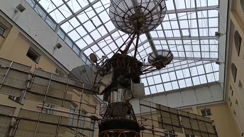 Giant Soviet Telecommunications Satellite Model Stock Footage 344812108