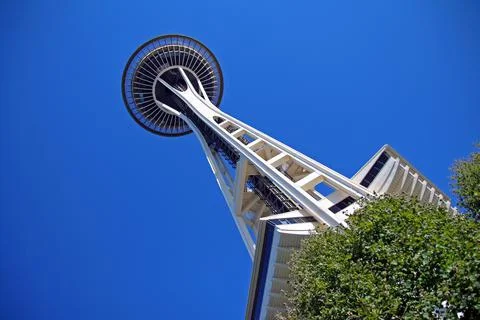 The giant Space Needle seen from below Stock Photos