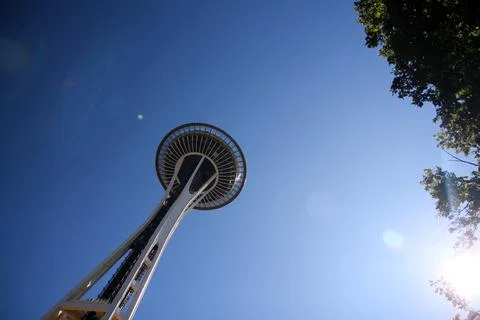 The giant Space Needle seen from below Stock Photos