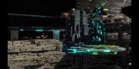 Giant space stations in outer space. The science fiction world of the future. Stock Footage 319872966