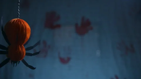 Giant spider descends from above Stock-Footage 252741880