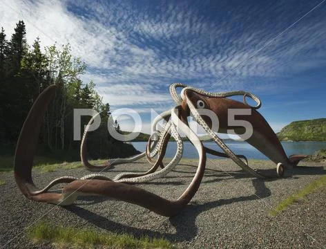 Giant Squid Sculpture, Glover's Harbour, Newfoundland And Labrador, Canada