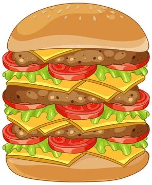 Giant Stacked Cheeseburger Illustration イラスト素材