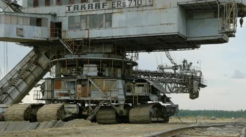 Giant stacker (absetzer) in sand pit near Voskresensk, Russia Stock Footage 52535153