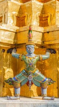 The giant statue in emerald temple Stock Photos