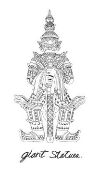 Giant Statues Vector Stock Illustration