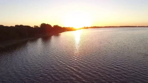 Giant sun on the lake Video stock 85027548