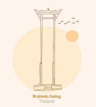 The Giant Swing religious structure hand drawing vector illustration Brahmin  Stock Illustration