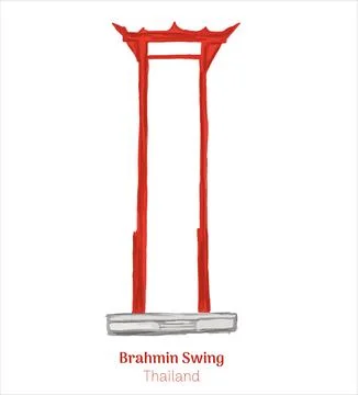 The Giant Swing religious structure hand drawing vector illustration Brahmin  Stock Illustration