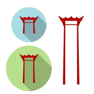 Giant Swing, torii gate icon Stock Illustration