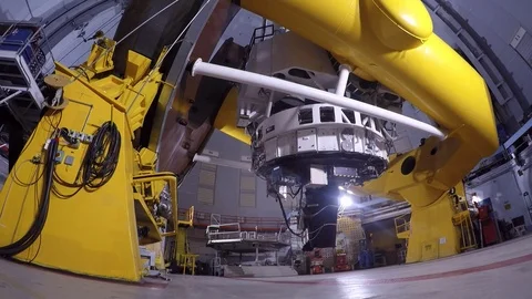 Giant telescope inside dome Stock Footage 93533939