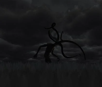 Giant Tentacle Headed Monster Stock Illustration