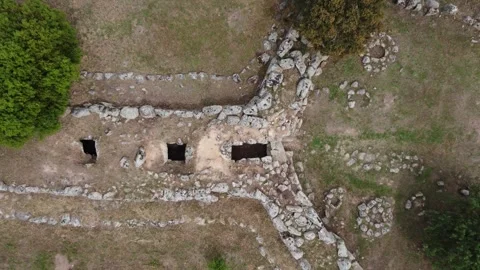 Giant Tomb of San Cosimo, Sardinia – Ancient Nuragic Monument Stock Footage 308472017