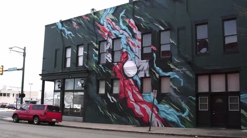 Giant Wall Painting Stock Footage 44656798