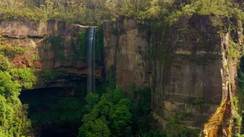 Giant Waterfall in Steep Canyon Stock Footage 322823638