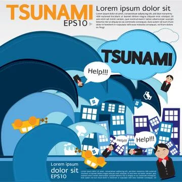 Giant wave attacks the town illustration vector.EPS10 Stock-Illustration