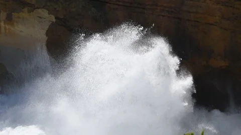 Giant Waves Crashing Against Cliffs Victoria Twelve Apostles Australia Stock Footage 80624518