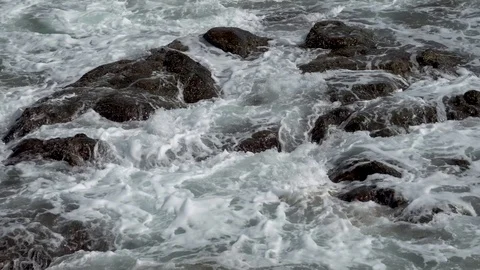 Giant Waves, Foaming and Splashing in the Ocean, Sunny Day, Slow Motion Video 動画素材 122328407
