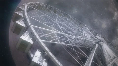 Giant Wheel Spinning Moon In Space Motion Background Vídeo Stock 171473989