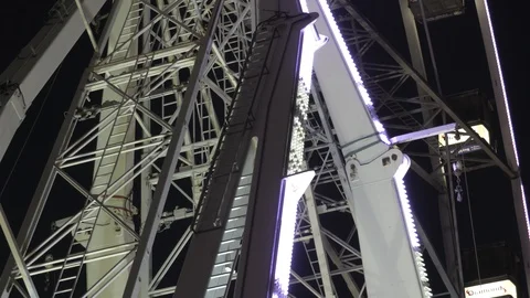 Giant White Ferris Wheel Structure and Cabins Video stock 121200232