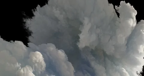 A giant white storm cloud surges upward against a solid dark backdrop Stock-Footage 344822793