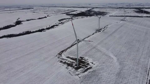 Giant wind turbine, windmill; Close up, breathtaking aerial view Stock Footage 151955685
