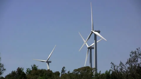 Giant wind turbines Stock Footage 24686670