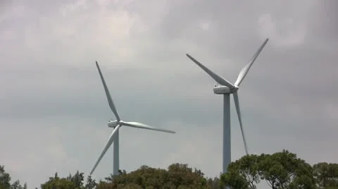 Giant wind turbines Stock Footage 24686837