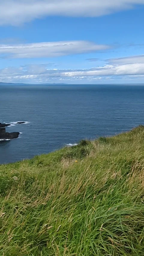 Giants causeway cliff top walk Stock Footage 288113914