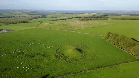 Gib Hill Barrow Drone View at Arbor Low Stone Circle, Derbyshire, UK, 2K Video stock 172298450