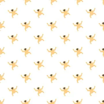 Gibbon monkey repeating pattern on white background 스톡 일러스트