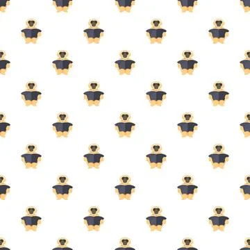 Gibbon monkey repeating pattern on white background 스톡 일러스트